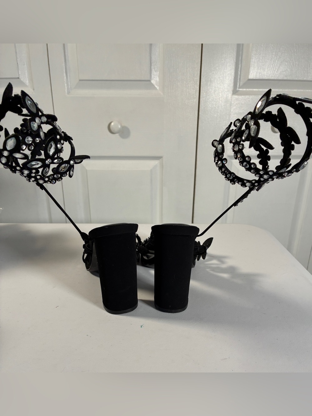 Wild Diva Lounge MORRIS-631 Rhinestone Wrap Block Heel Sandals 7.5 - Picture 8 of 10